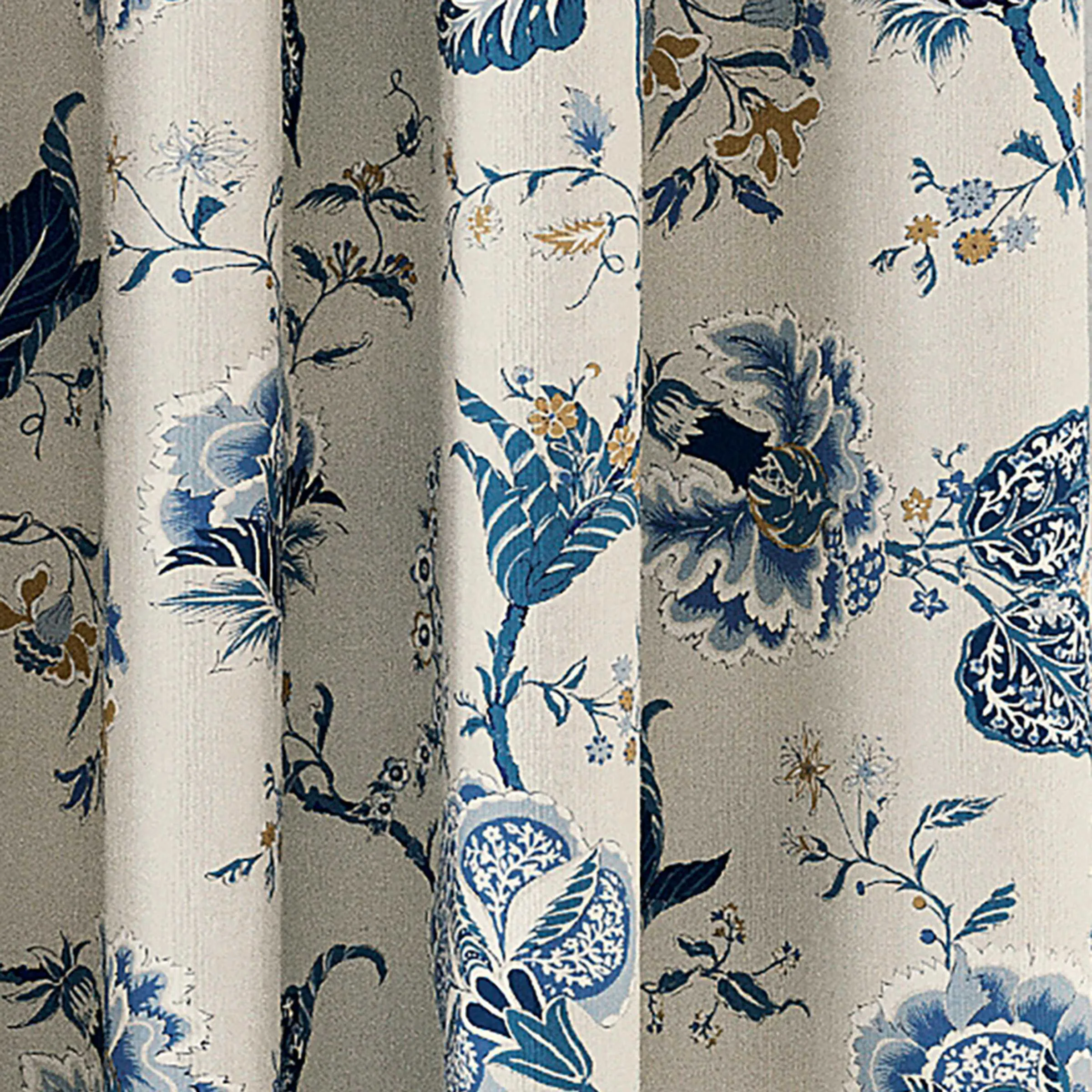 V & A Palampore Trail Lined Curtains 90" x 54", Blue