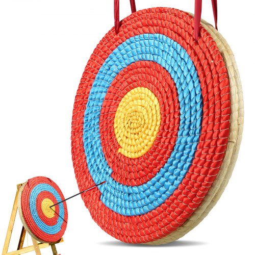 VEVOR Archery Target, 3 Layers 20" Arrow Target, Traditional Solid Straw Round Archery Target Shooting Bow, Hand-Made Arrows Target, Coloured Rope Target