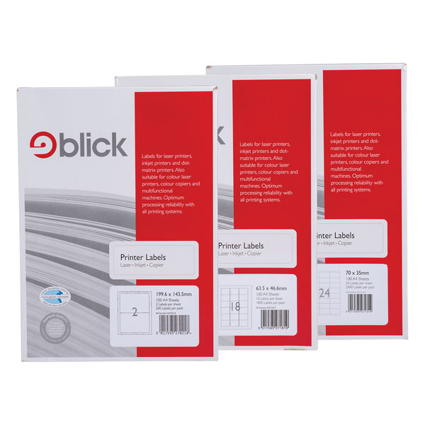 Blick Copier Labels A4 21 (63.5 x 38.2mm) per Sheet 100 Sheets