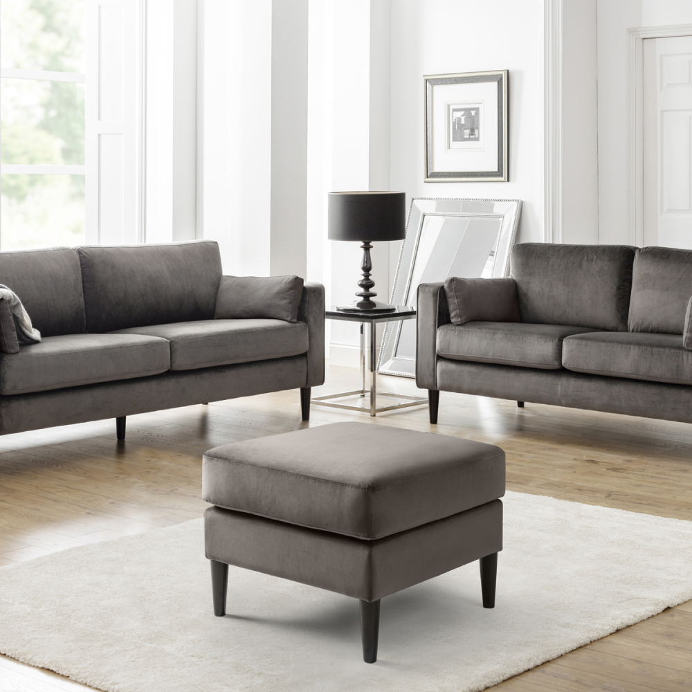 Happy Beds Hayward Grey Velvet Ottoman