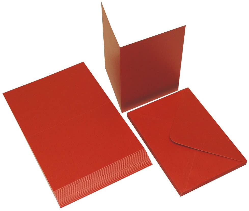 Pack Of 20 Craft UK C6 Pearlescent Red Cards & Envelopes