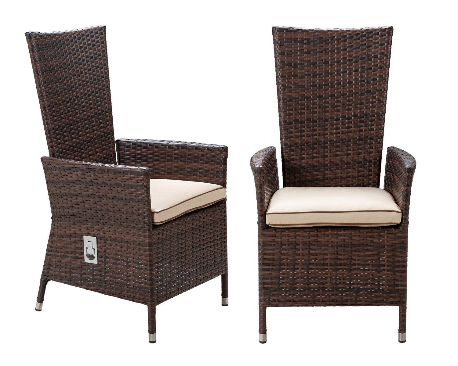 Cambridge Reclining Rattan Garden Chair in Chocolate Mix and Coffee Cream