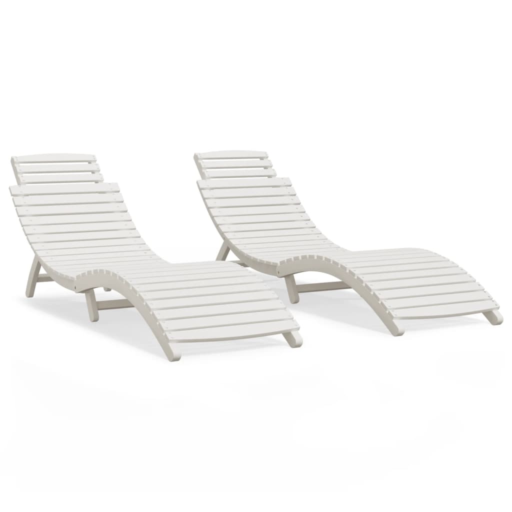 VidaXL Sun Loungers 2 pcs White 184x55x64 cm Solid Wood Acacia