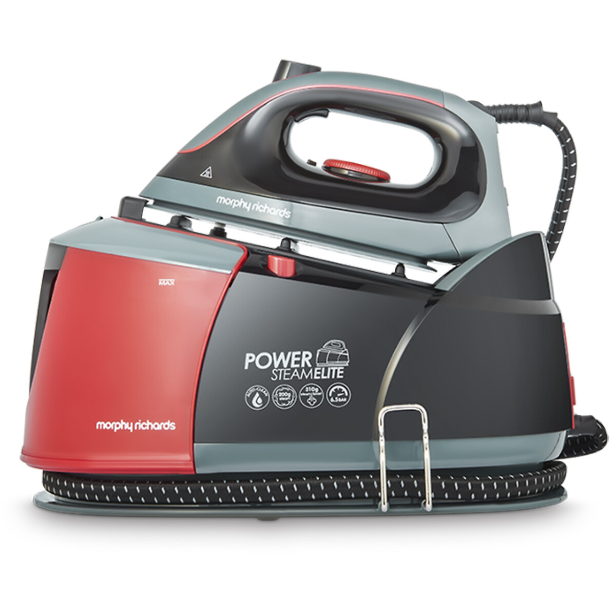 Morphy Richards Power Steam Elite With AutoClean 332013 Pressurised Steam Generator Iron - Black / Red