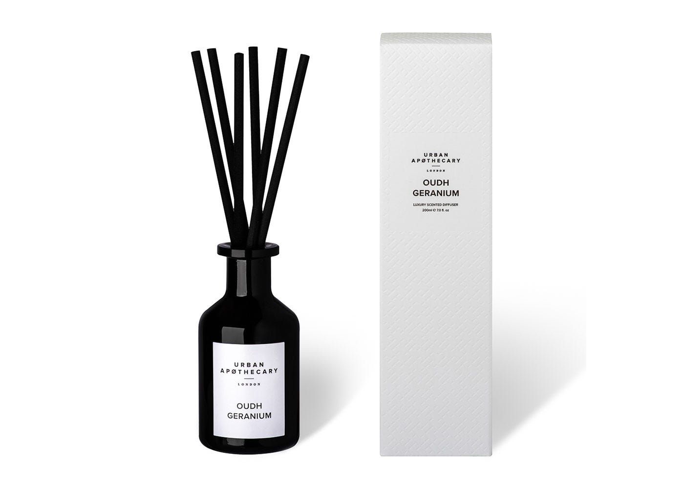 Urban Apothecary London - Luxury Reed Diffuser - Black Glass - Oudh Geranium