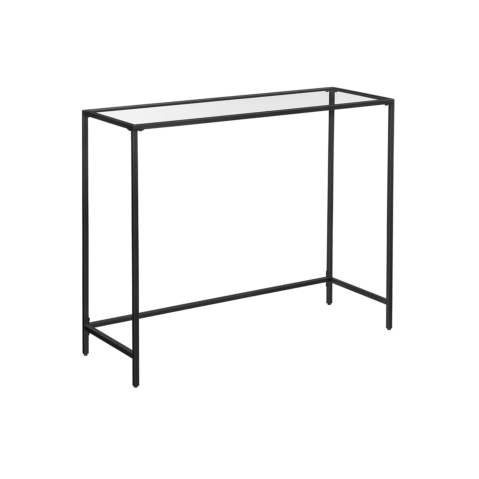 VASAGLE Modern Sofa End Table with Adjustable Legs, Ink Black + Transparent