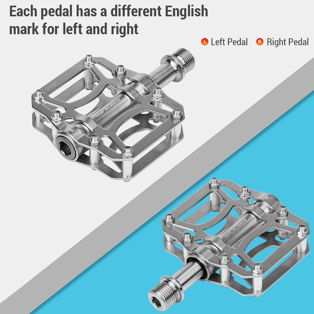 GUB 1 Pair Road Mountain Bike Pedals 3 Bearings Bicycle Pedals Ti Alloy Flat Pedals Lightweight silver