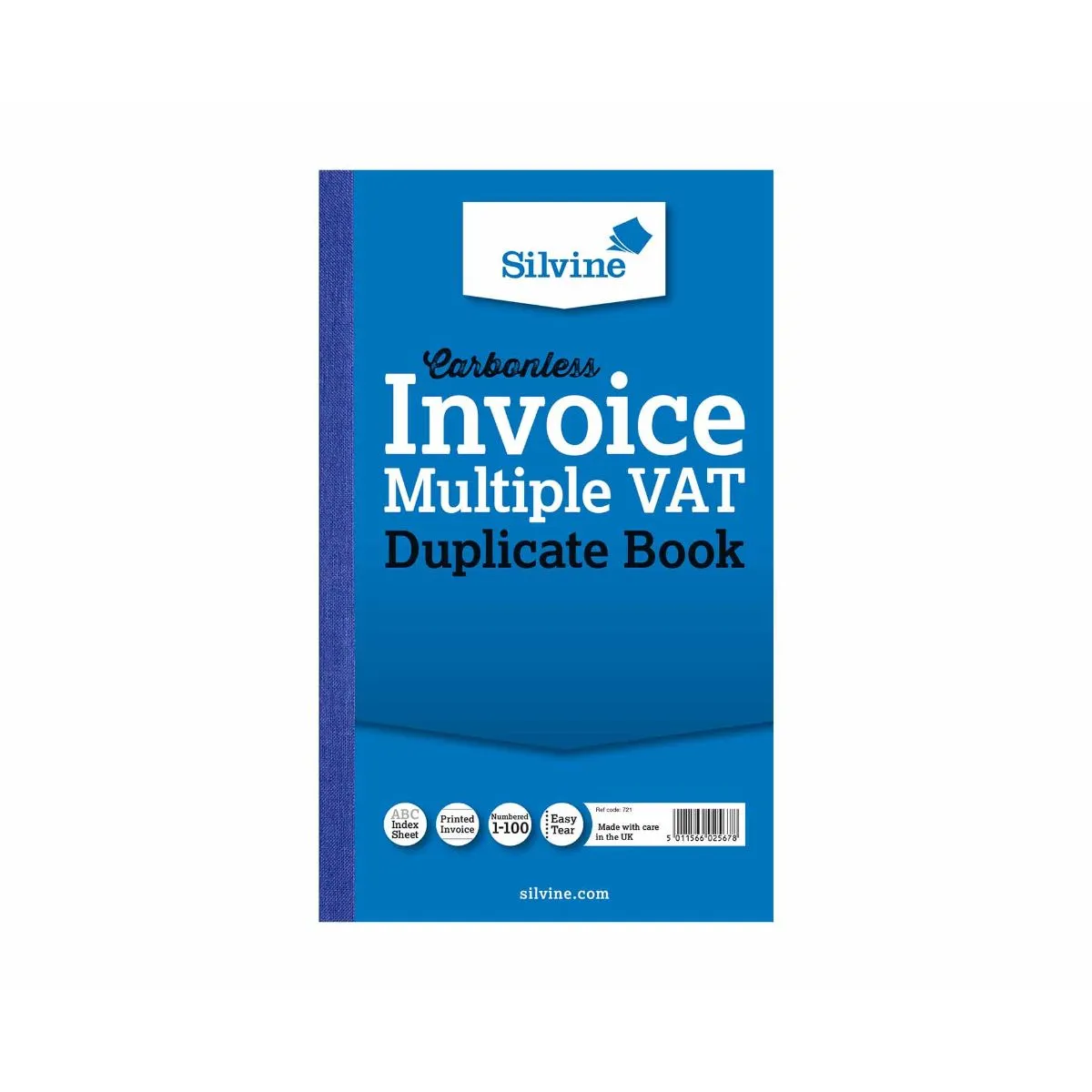 Silvine Carbonlesss Duplicate Invoice VAT Book 100 Sheets, none
