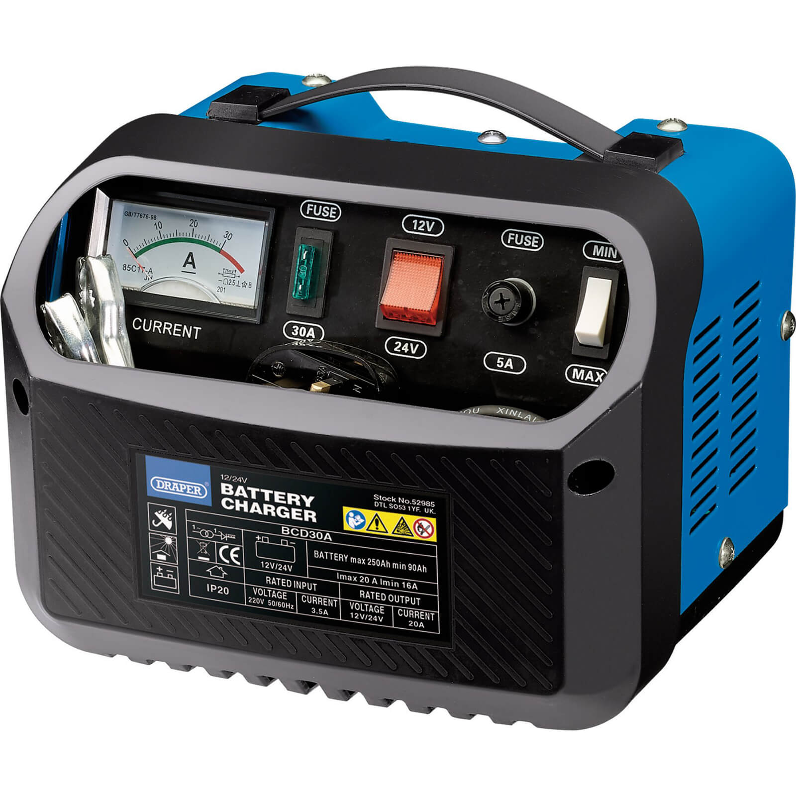 Draper 12/24V Battery Charger, 16 - 20A 52985