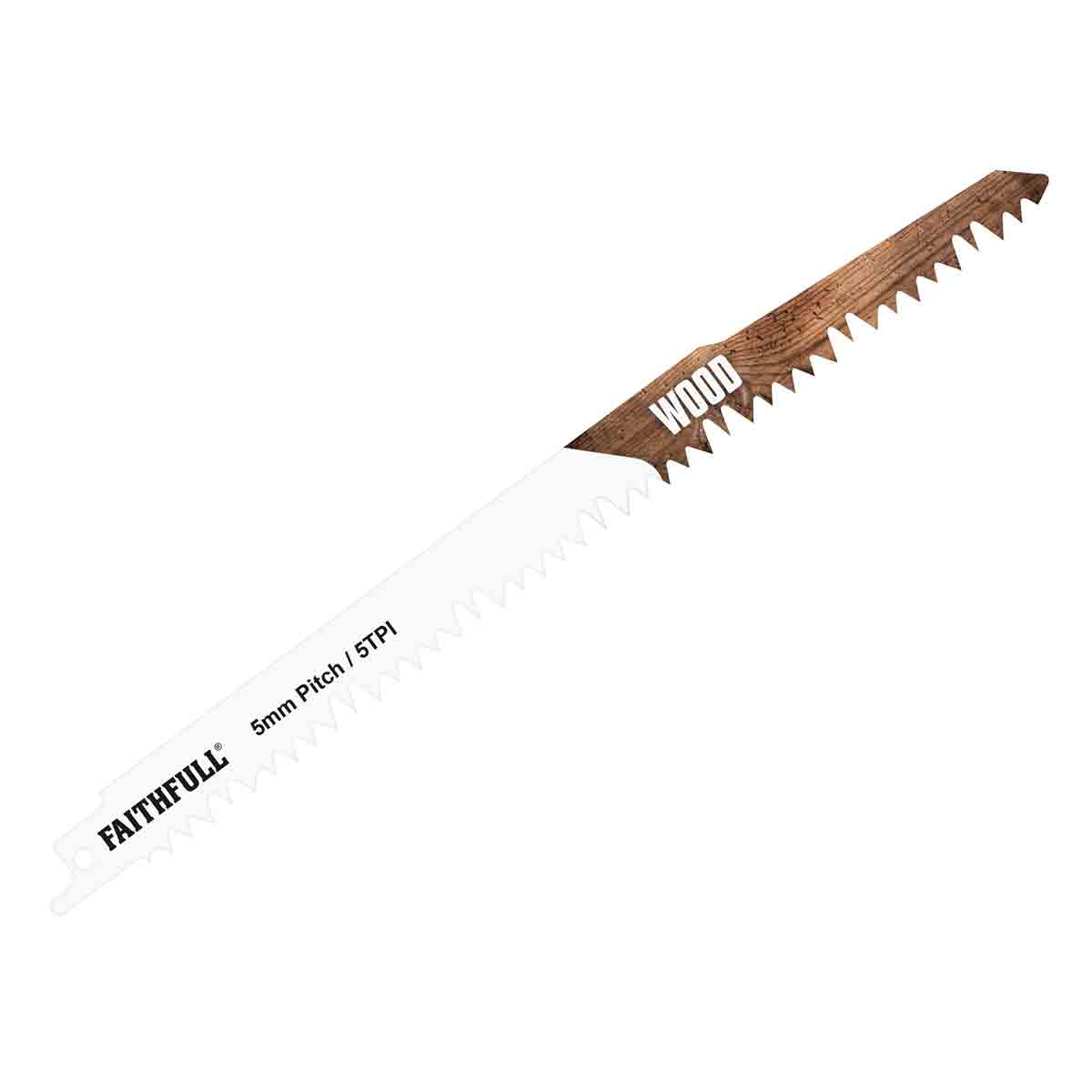 Faithfull Sabre Saw Blade FOR Wood S1531L 240 mm x 5 TPI Pack of 5
