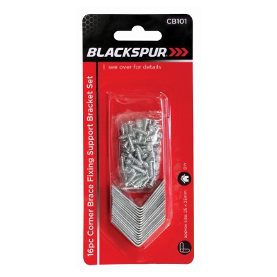 Blackspur - Iron Corner Brace Brackets - 25mm - Pack Of 16