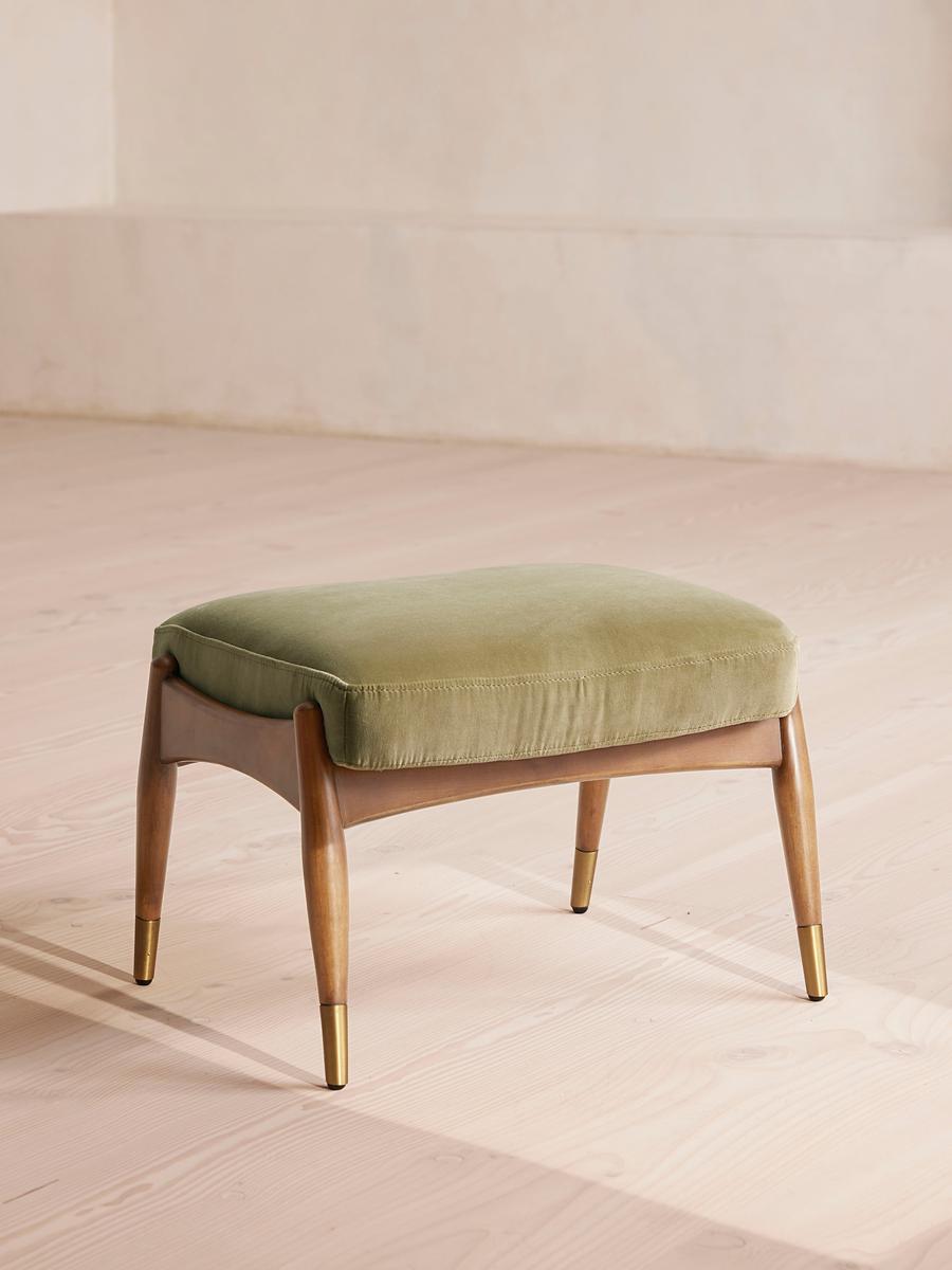 Theodore Oak Footstool Velvet Lichen