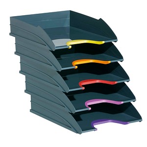 Durable Letter Tray Set Varicolour Polysterol Assorted 25.5 x 33 x 5.5 cm Pack of 5