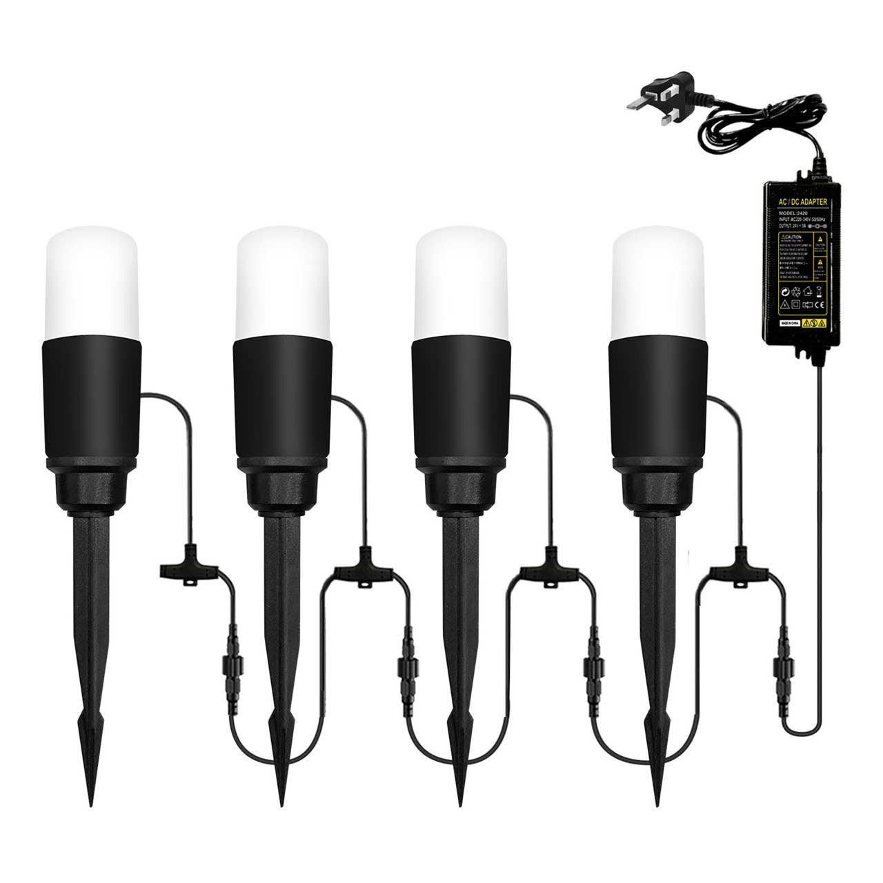 Zink Lapin 4 Light Led Pathway Light Kit Black