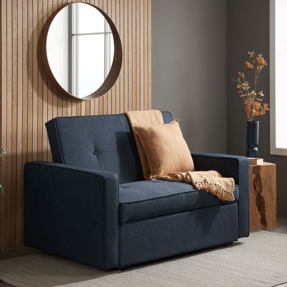 Happy Beds Otto - Fold-Out Sofa Bed - Blue - Fabric
