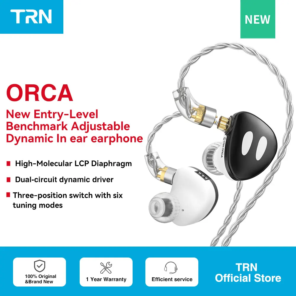 TRN ORCA Dynamic In Ear Earphones High performance Dynamic Driver IEMs Earbuds with Detachable