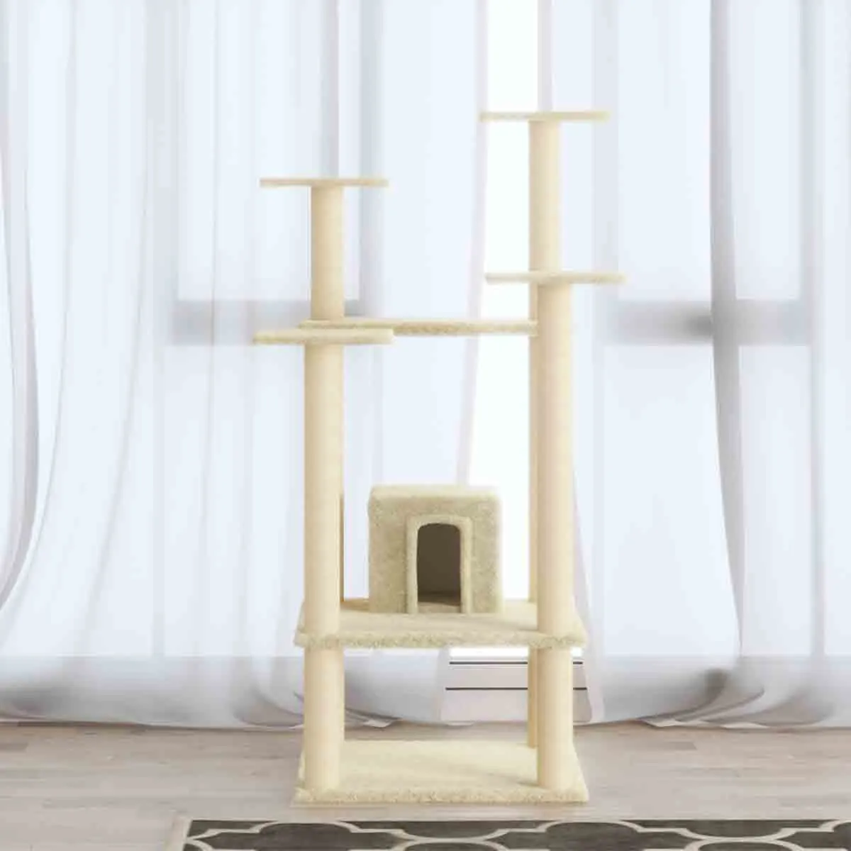VidaXL Cat Tree with Sisal Scratching Posts Cream 110 cm