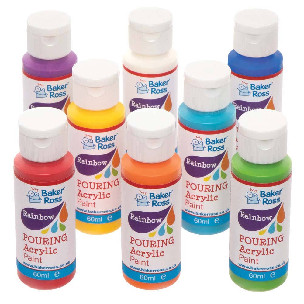 Baker Ross Rainbow Colours Pouring Acrylic Paint (Pack of 8)