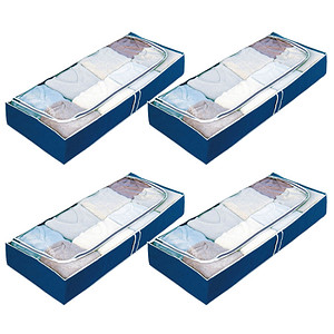 Wenko Air underbed chest, set of 4, for space-saving storage of seasonal textiles blue