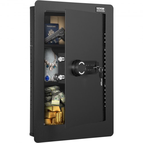  25.59" Tall Wall Safe 3-Tier Hidden Safe with Keypad Shelves & Key Holders