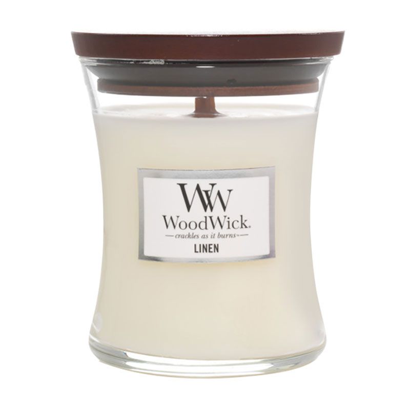 Woodwick Hourglass Candles Linen Medium Candle 275g / 9.7 oz.