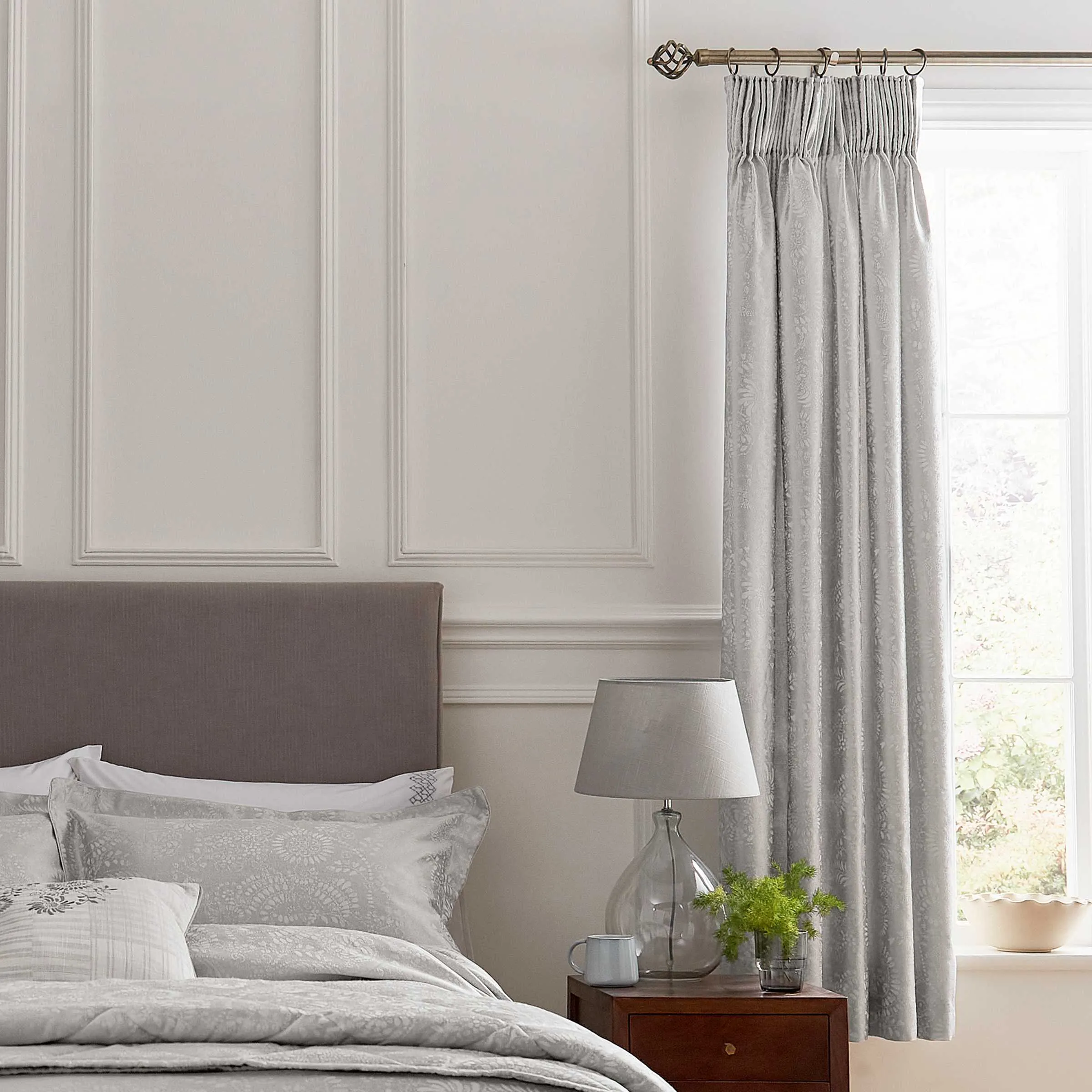 1951 Kina Lined Curtains 66" x 72", Silver