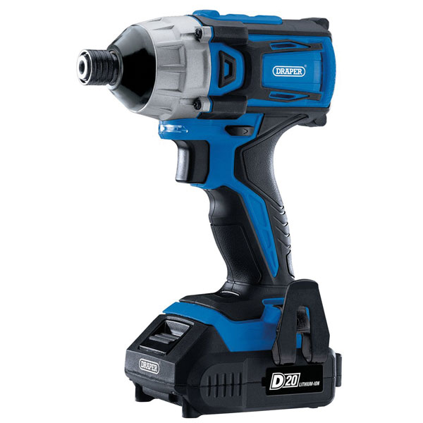 Draper 86958 D20 20V Brushless 1/4" Impact Driver with 2x 2.0Ah Batteries and Charger (180Nm)