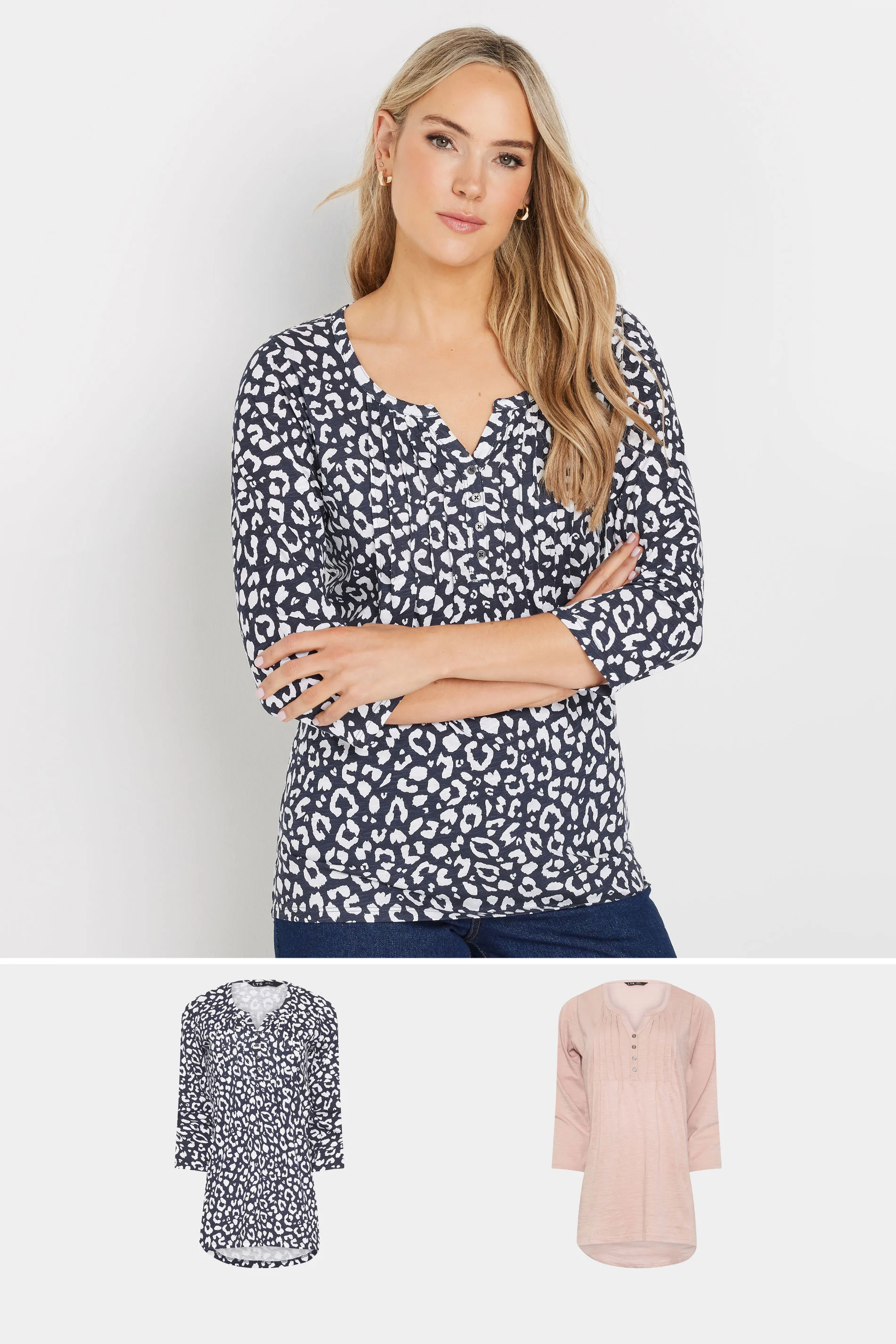 Tall 2 Pack Henley Tops