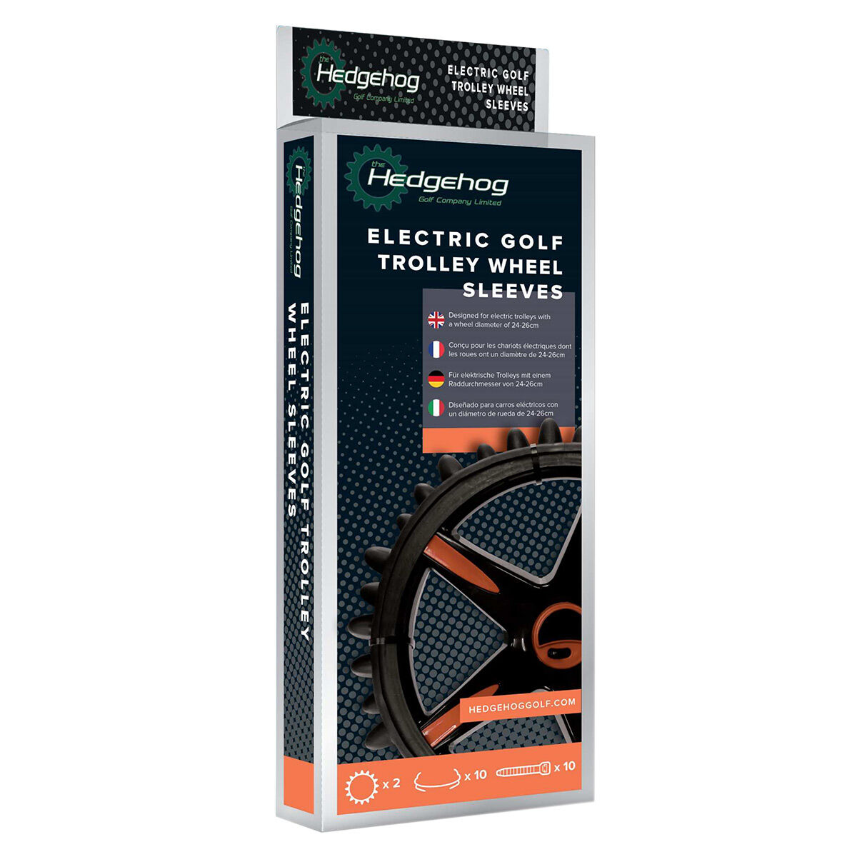 Brand Fusion Hedgehog Electric Golf Trolley Wheel Sleeve Kit, Black