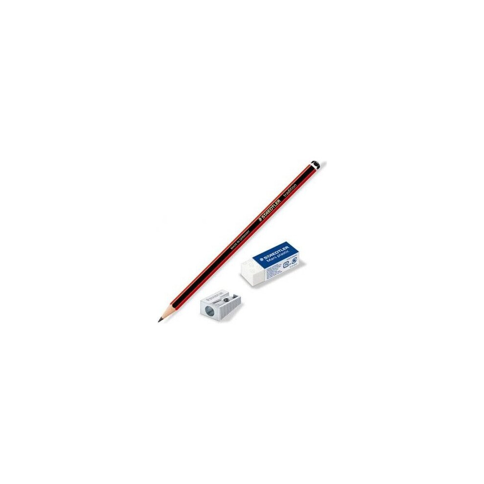 STAEDTLER Tradition Sketching Pencils with Eraser & Sharpener, Pack of 6