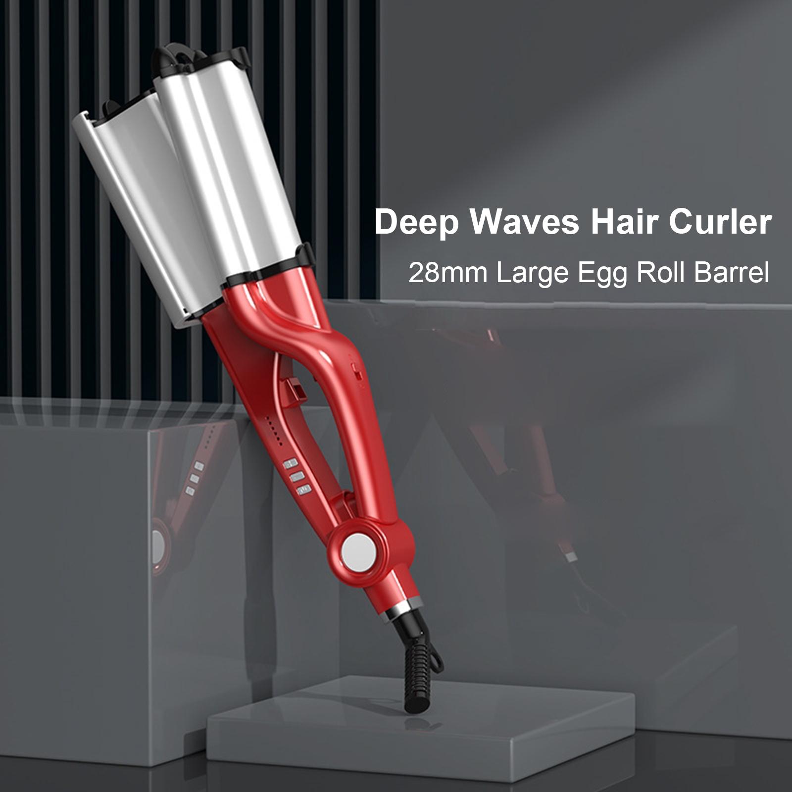 FunCouples Hair Curling Iron Wand 28mm Ceramic Hair Waver Egg Roll Hair Curler Hair Crimper Temperature US Plug