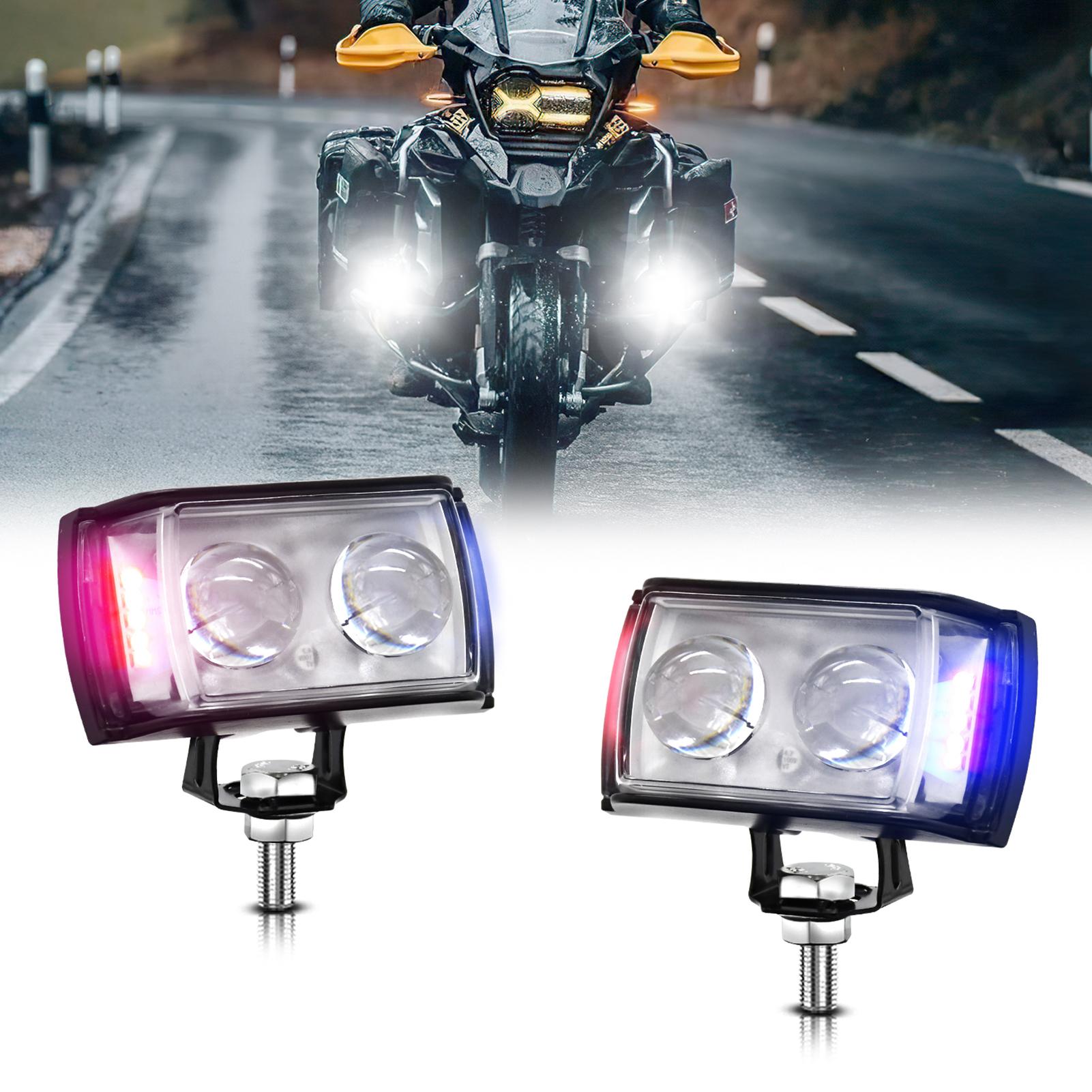 Automobile And Motorcycle Supplies Motorcycle LED Driving Lights, 60W 6000LM 6000K3000K Super Bright Spotlights Waterproof Fog Lights black