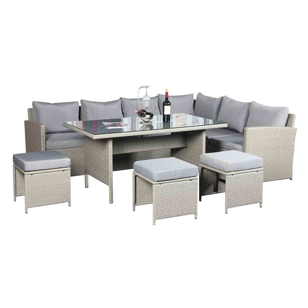 Outdoor Living Knutsford 9 Seat Corner Rattan Dining Set