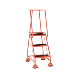 Slingsby 3 TREAD SPRING LOADED STEP, FULL HANDRAIL, RUBBER TREADS RED