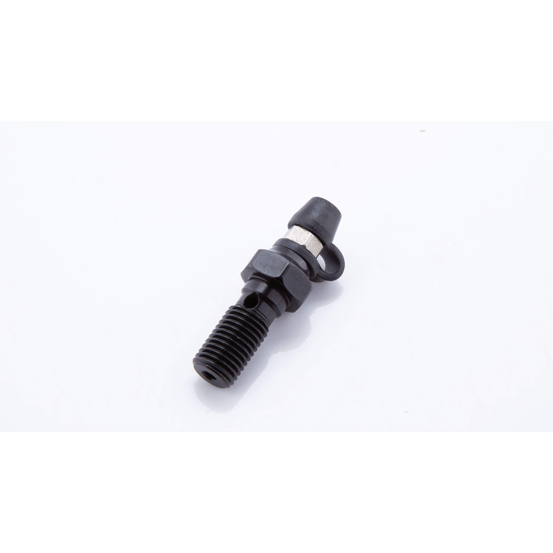 LSL Aluminium banjo bolt M10x1.25, black, with bleeder nipple, black
