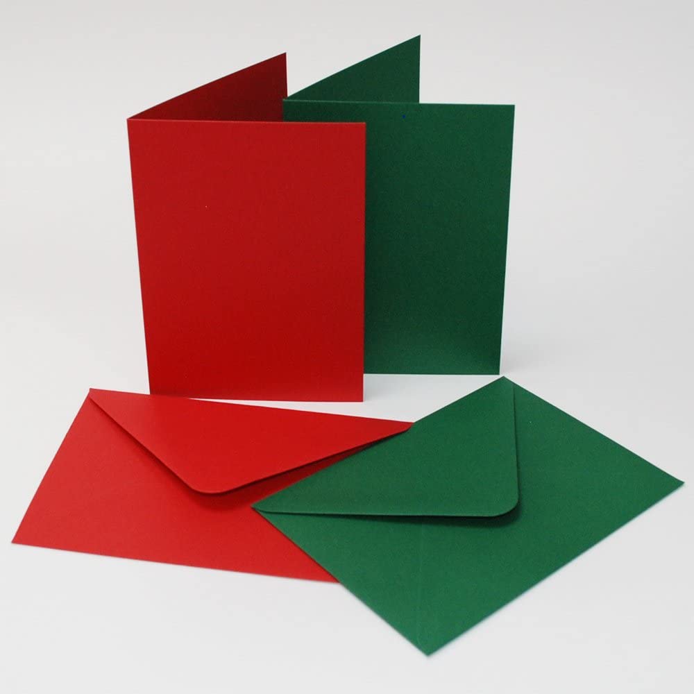 Pack Of 40 Craft Uk C6 Red Green Cards And Envelopes