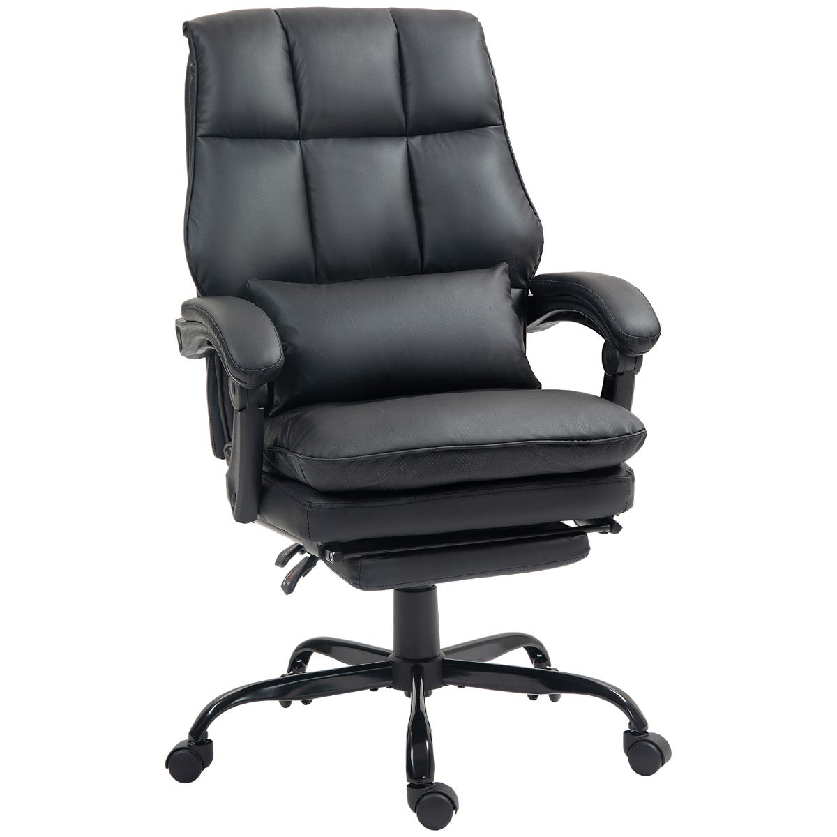  Executive Office Chair, Pu Leather Desk Chair With Armrests Black