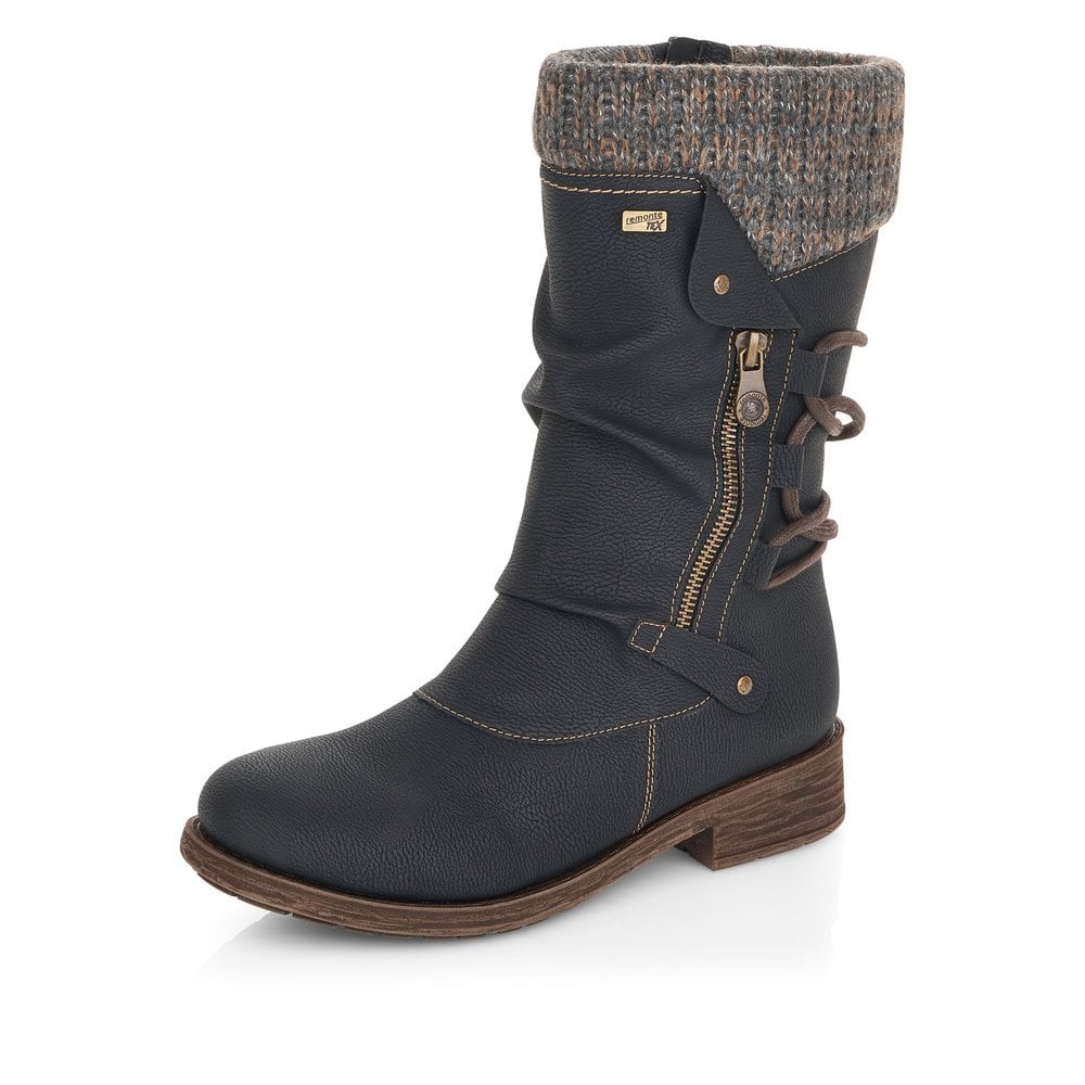 Remonte D8070-01 Andros Tex Black Womens Mid Calf Boots