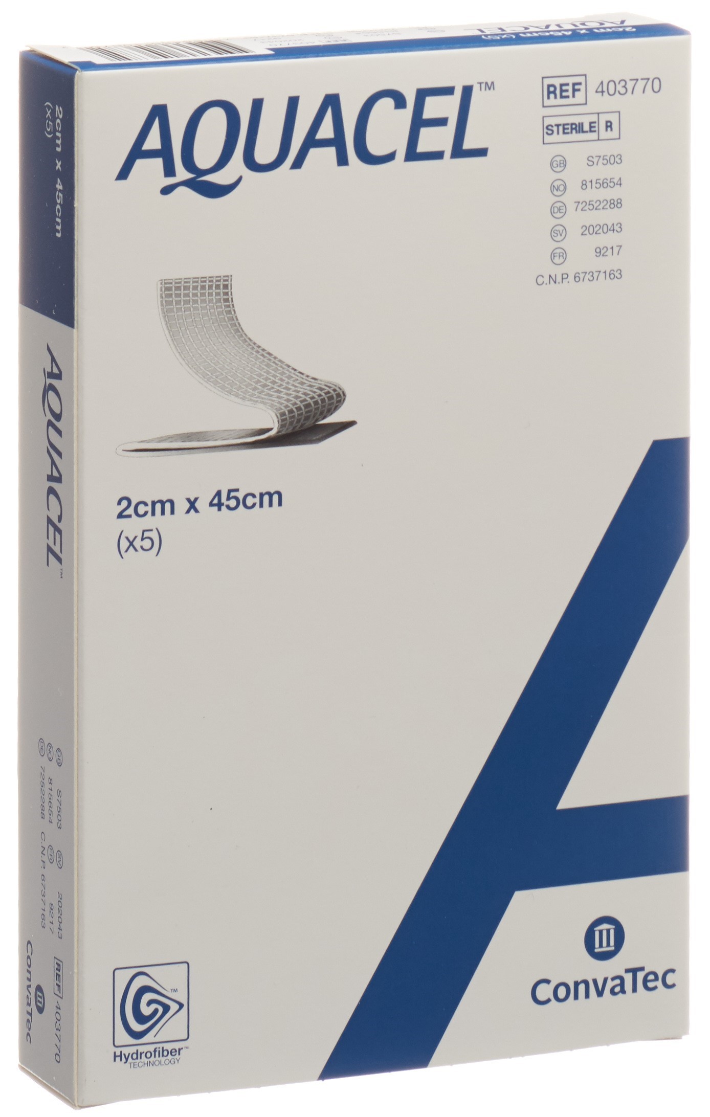 Convatec Belgium Aquacel  Hydrofiber Ribbon Dressing 2cm x 45cm S7503 (x5)