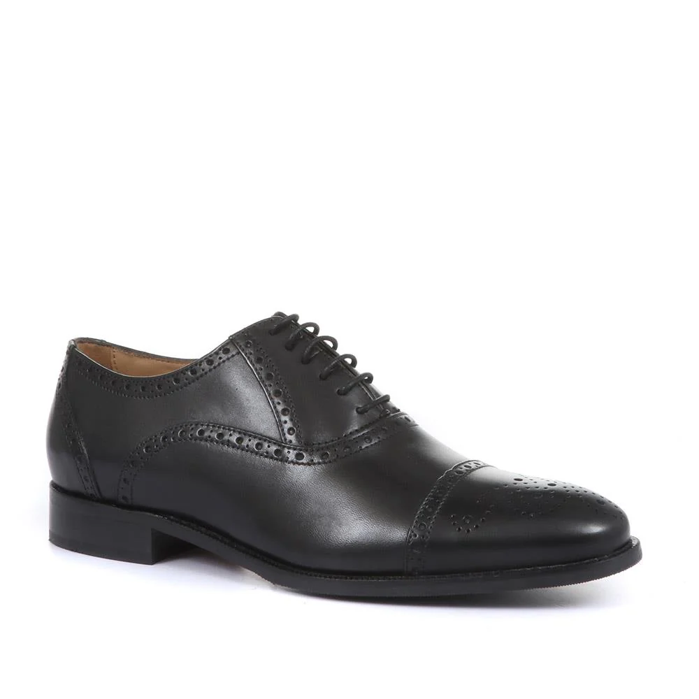 Jones Bootmaker Men's Maynard Leather Oxford Brogues - MAYNARD / 27254364 - Black 10