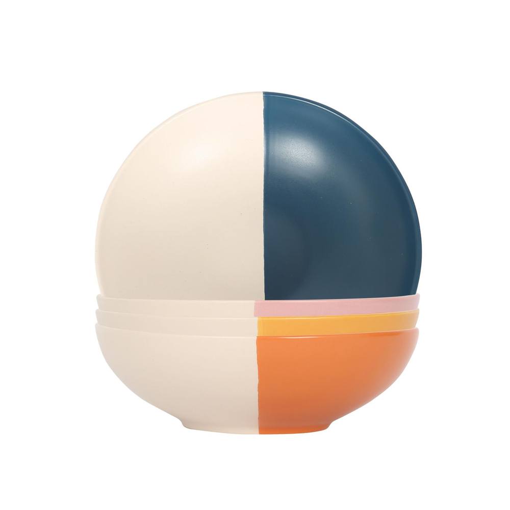 Colour Block Stoneware Pasta Bowls - 20.5cm - Pack of 4