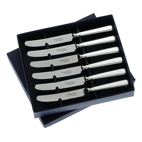 Arthur Price of England Sovereign Silver Set Of Six Tea Knives Grecian