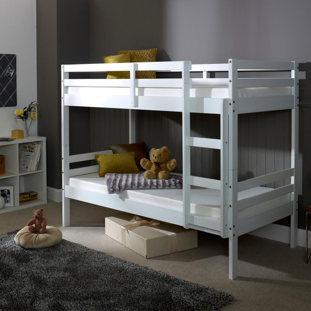 Happy Beds Durham - Single - Kids Bunk Bed - White - Wood - 3ft