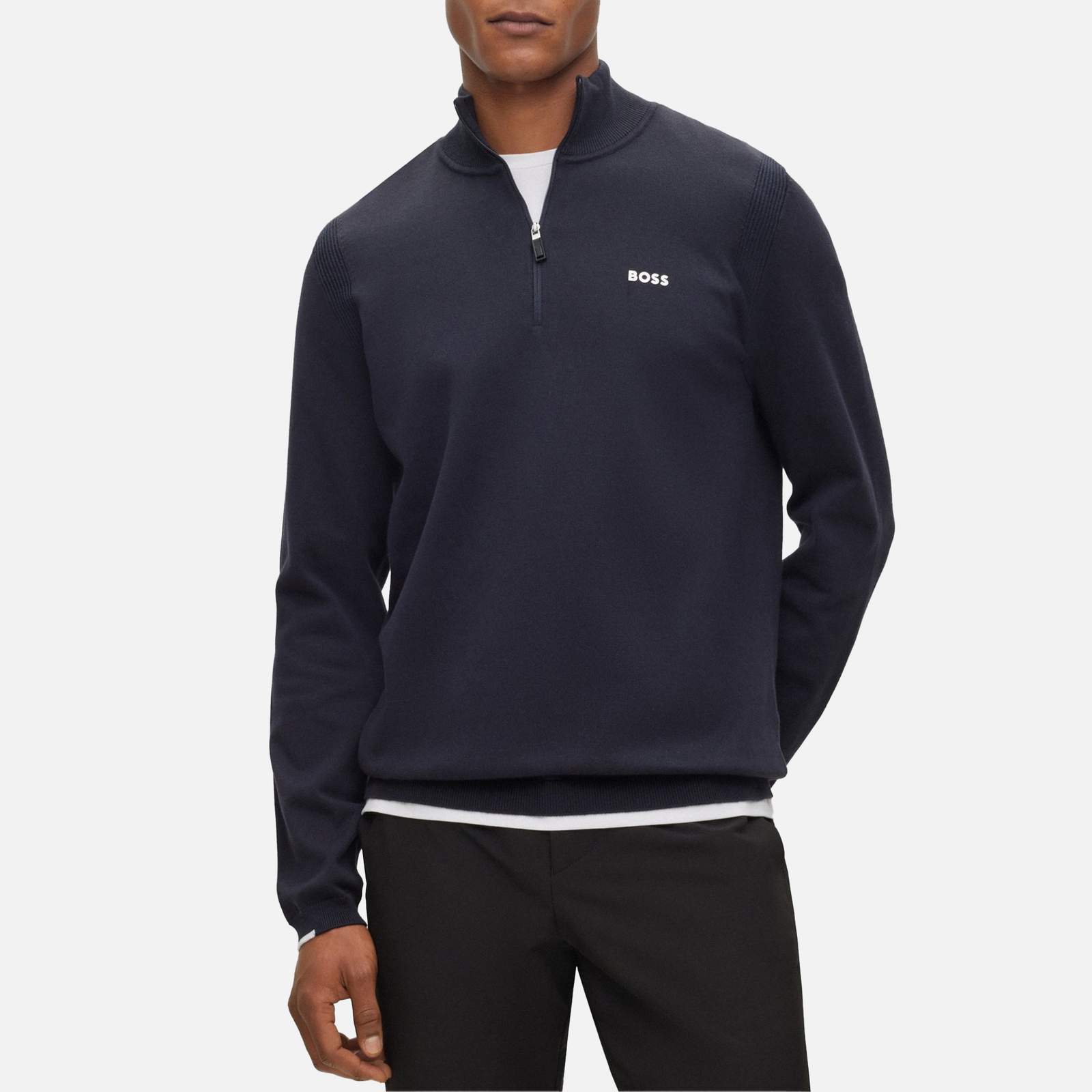 Hugo Boss Men's Boss Ever-x_qz Half Zip Knitwear Dark Blue