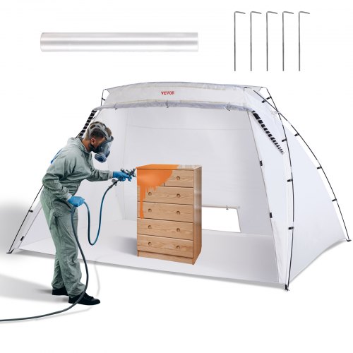  Portable Paint Booth, Larger Spray Paint Tent with Built-in Floor & Mesh Screen, Painting Tent Station for Furniture DIY Hobby Tool, 10x7x6ft Sp