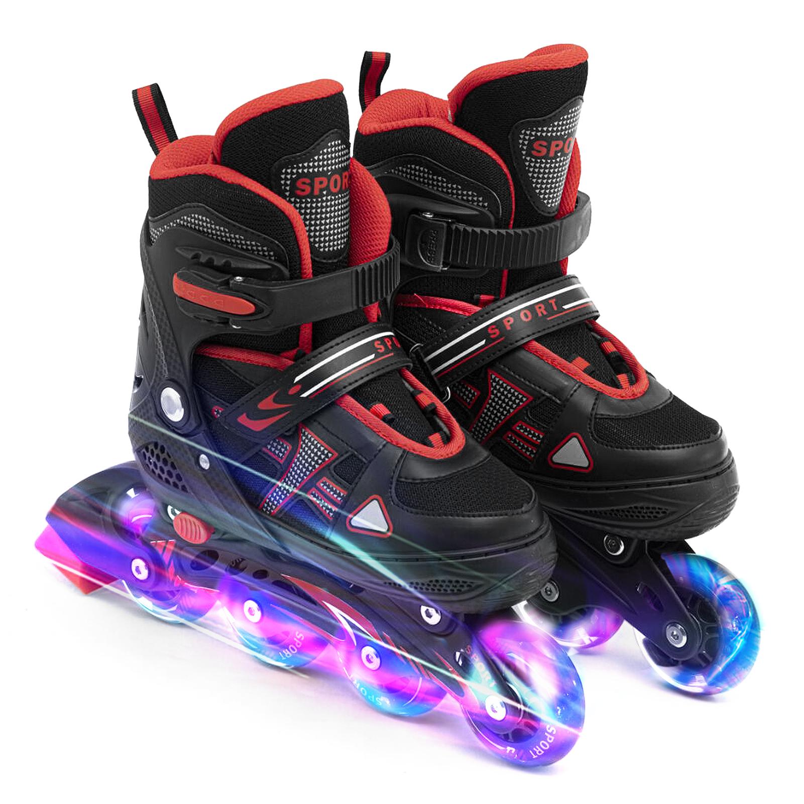 GoolRC Adjustable Illuminating Inline Skates with Light Up Wheels for Kids and Youth Girls Boys Inline L 39-42 red