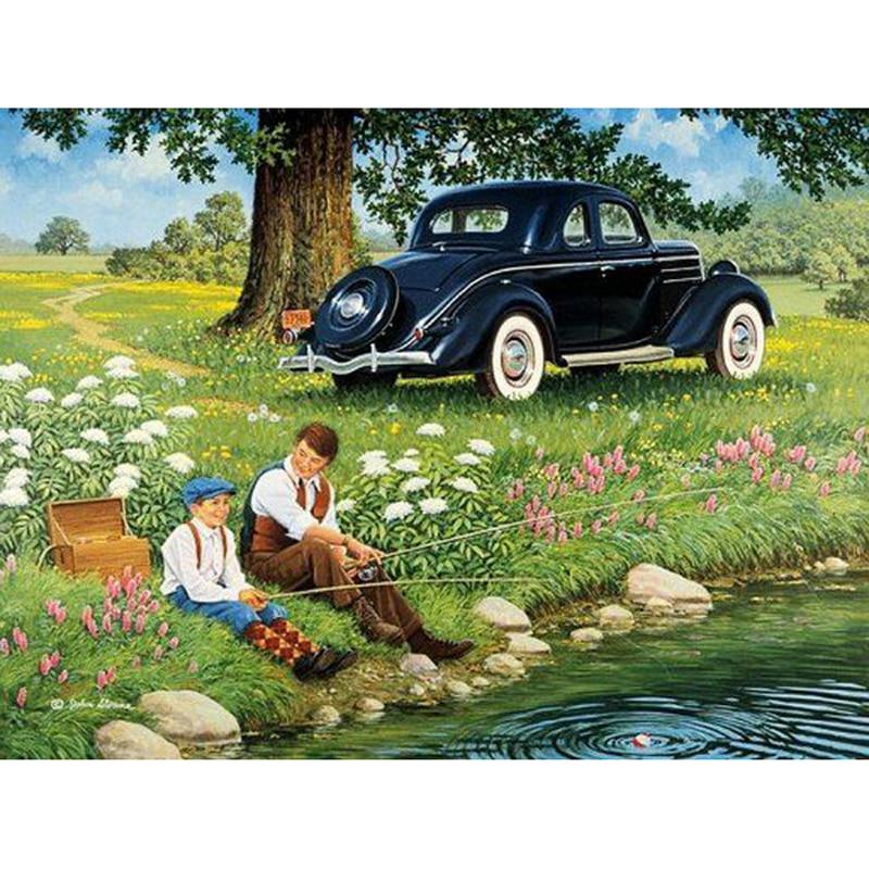 Fiyo Diamond Painting Fishing Diamond Painting Colorful Full Round Diamond Painting 20X30CM