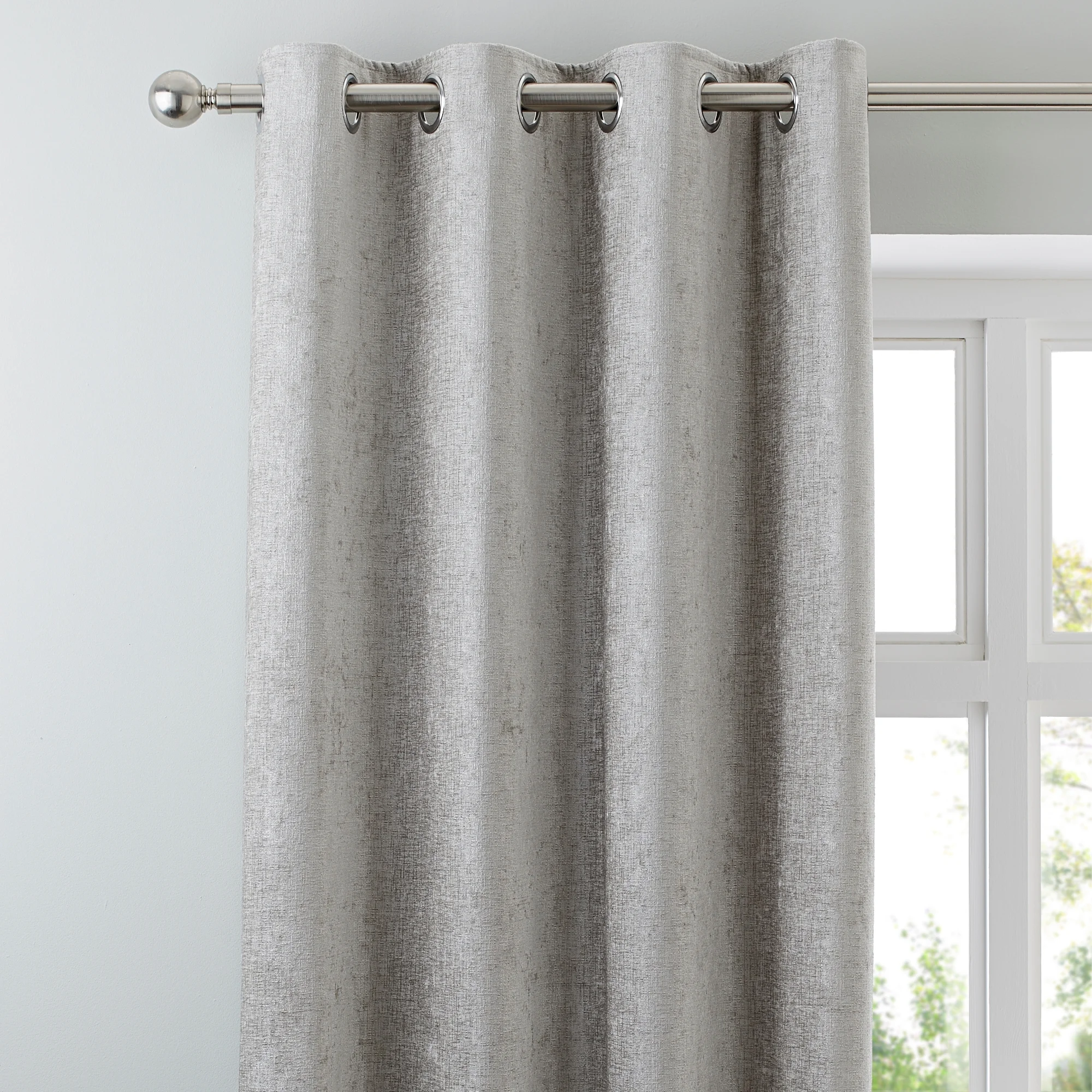 Luxury Collection Chenille Silver Eyelet Curtains Silver | W 117cm (46") x D 228cm (90")
