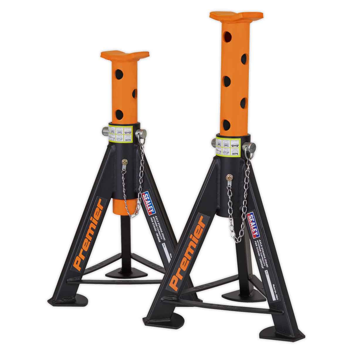 Sealey AS6O Axle Stands (Pair) 6tonne Capacity per Stand - Orange