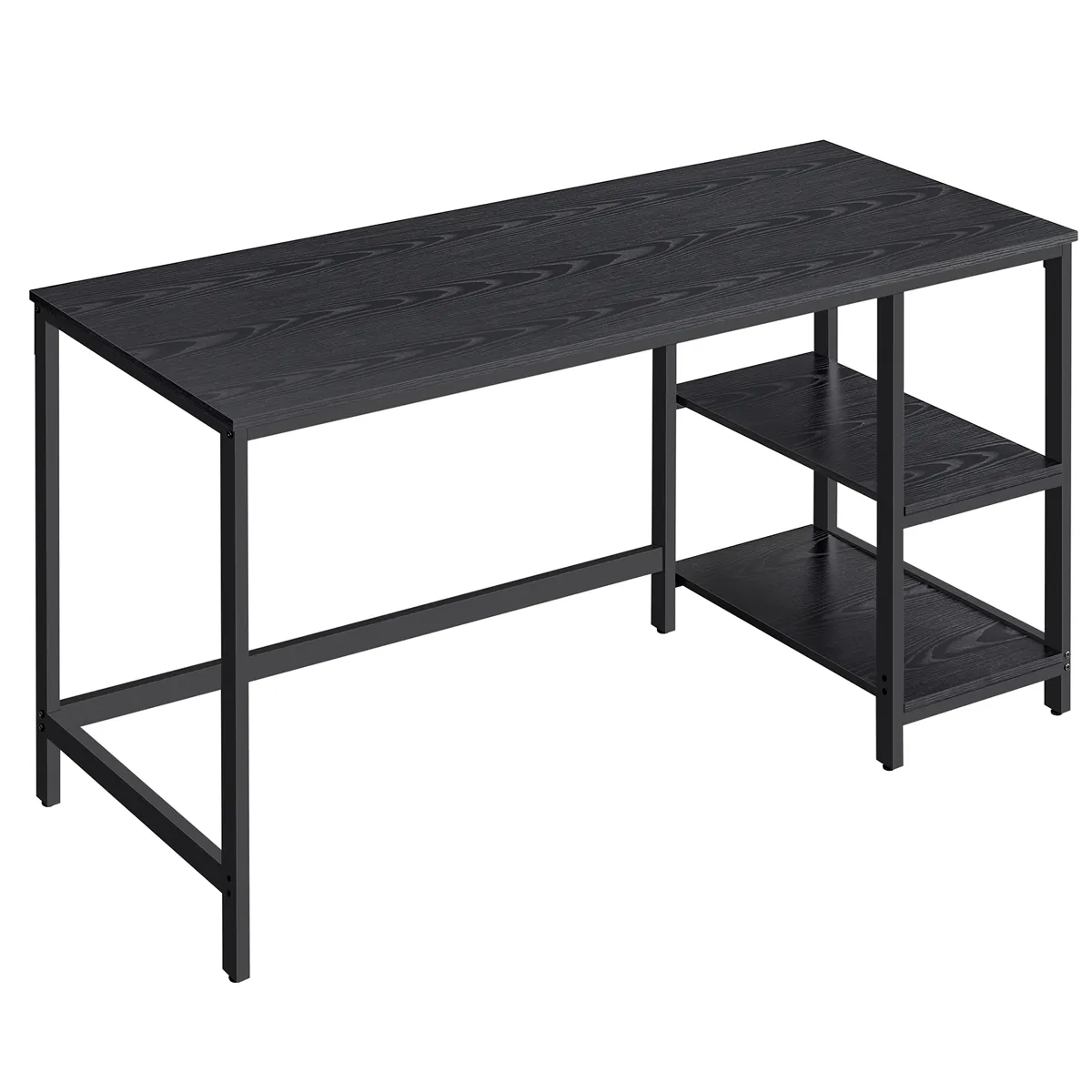 Bureau informatique avec 2 étagères, Noir Ébène / 140cm